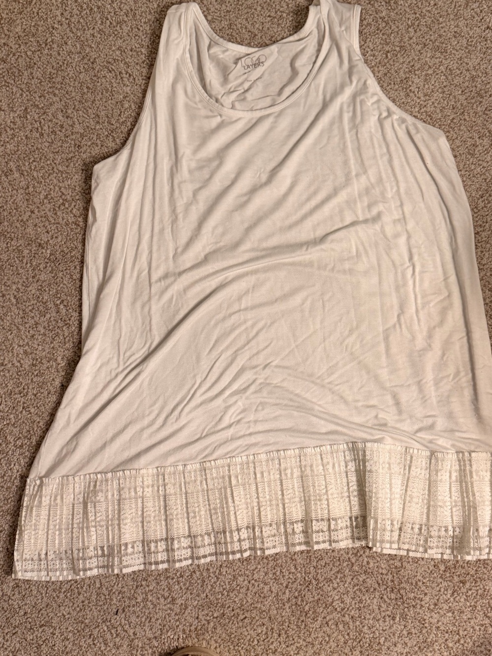 Women’s White Lace-Hem Tank Top
